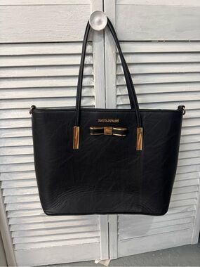 Black Bow Accent Tote Bag